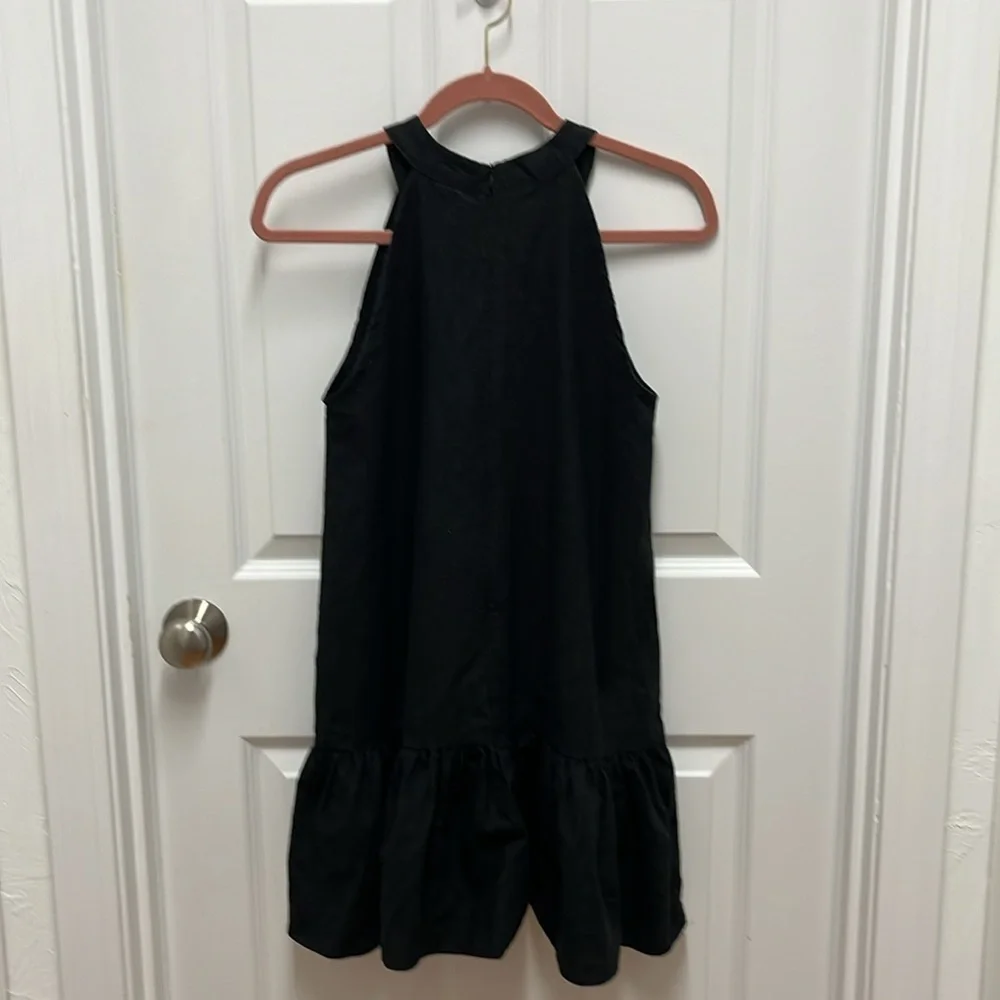 Black Linen‎ Halter Ruffle Mini dress